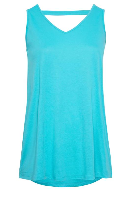 YOURS Plus Size Aqua Blue Bar Back Vest Top | Yours Clothing 6