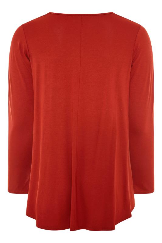 LIMITED COLLECTION Curve Burnt Orange Long Sleeve Swing Top 5