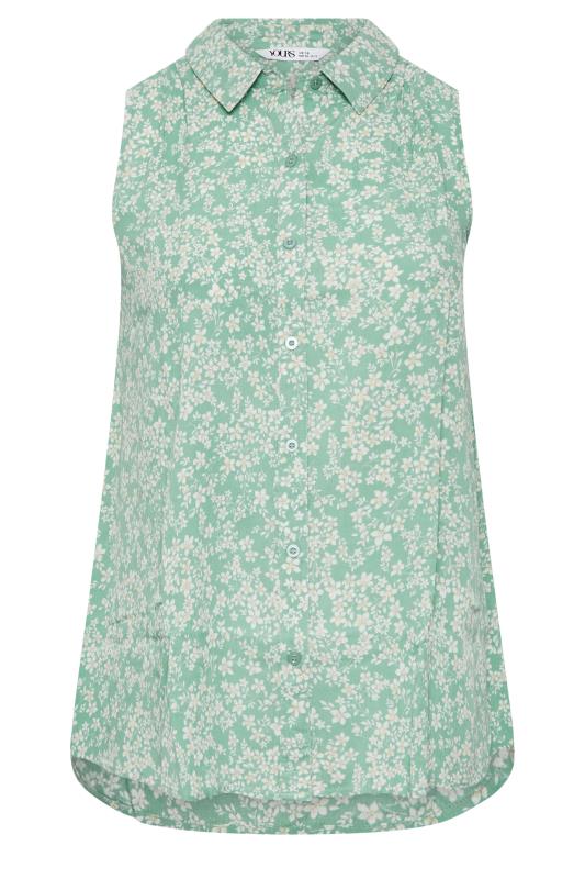 YOURS Plus Size Sage Green Ditsy Floral Print Blouse | Yours Clothing 6