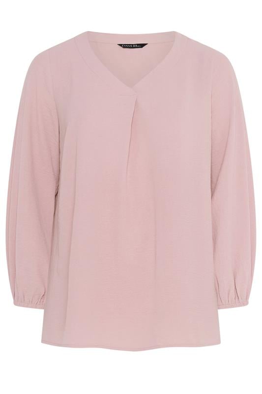 EVANS Plus Size Pink Pleat Front Long Sleeve Blouse | Evans 5