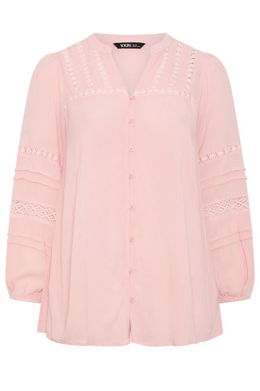 YOURS Plus Size Pink Crochet Notch Neck Top | Yours Clothing 5