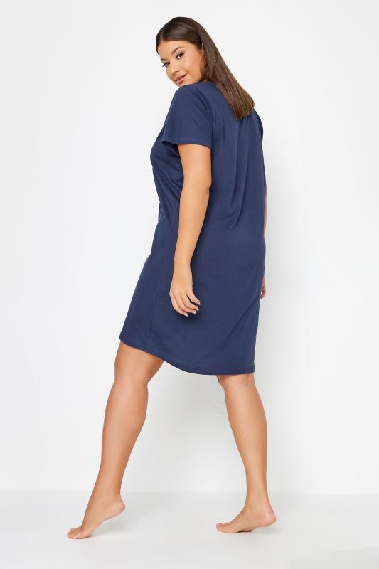 YOURS Plus Size Navy Blue 'Sparkle Like A Star' Slogan Nightdress | Yours Clothing 3