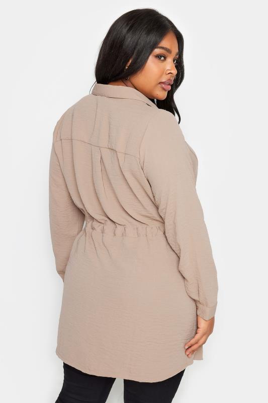 YOURS Plus Size Beige Brown Utility Tunic Shirt | Yours Clothing 3