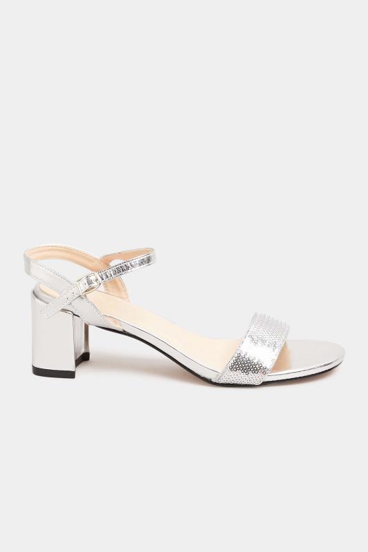 Silver Two Part Block Heels In Wide E Fit 3