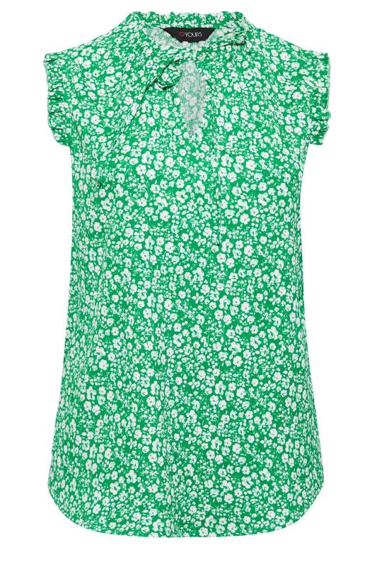 YOURS Plus Size Green Floral Print Frill Sleeve Blouse | Yours Clothing 6