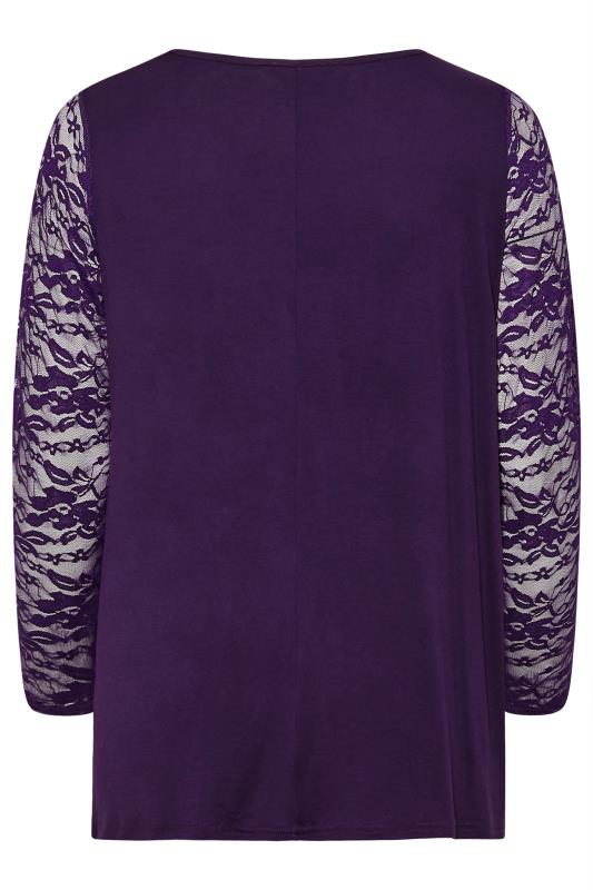 LIMITED COLLECTION Plus Size Purple Lace Sleeve Top | Yours Clothing 7