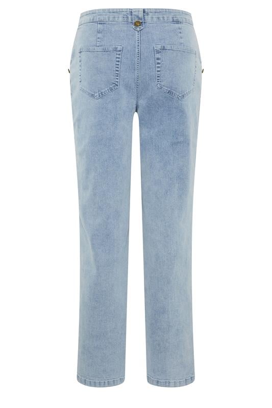 LTS Tall Women's Light Blue Button Detail Straight Leg Jeans | Long Tall Sally 6