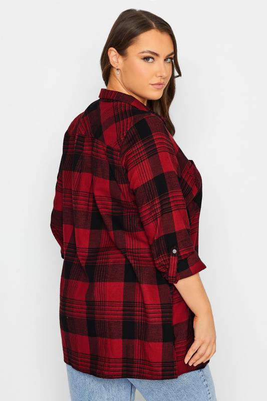 Plus Size Red Check Boyfriend Shirt | Yours Clothing 3