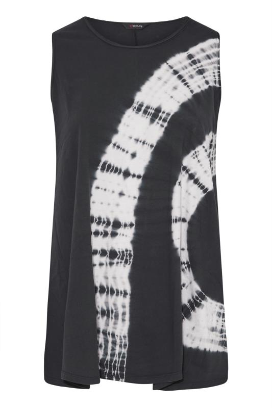 Plus Size Black & White Tie Dye Vest Top | Yours Clothing  6