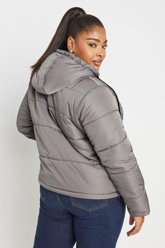 YOURS Curve Grey Boxy Short Padded Coat | Yours Clothing 6