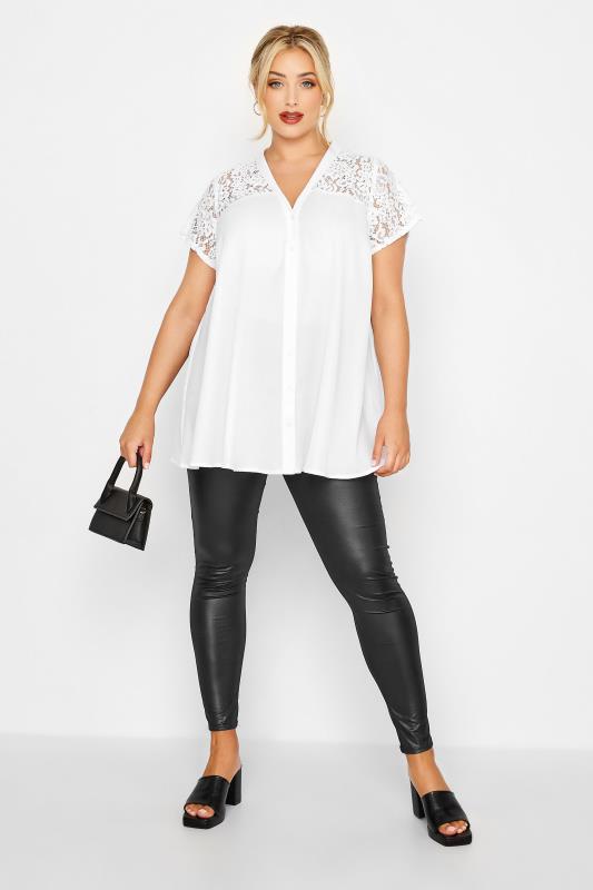 LIMITED COLLECTION Curve White Lace Insert Blouse 2