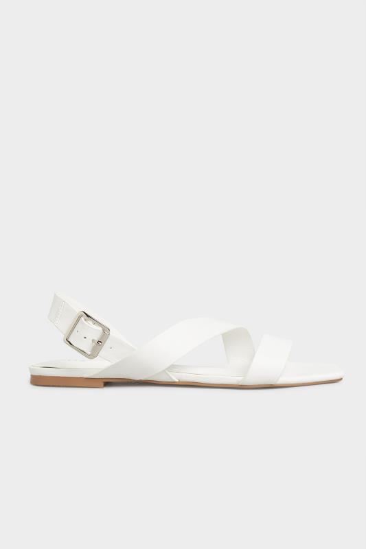 LTS White Crossover Strap Sandals In Standard D Fit 3