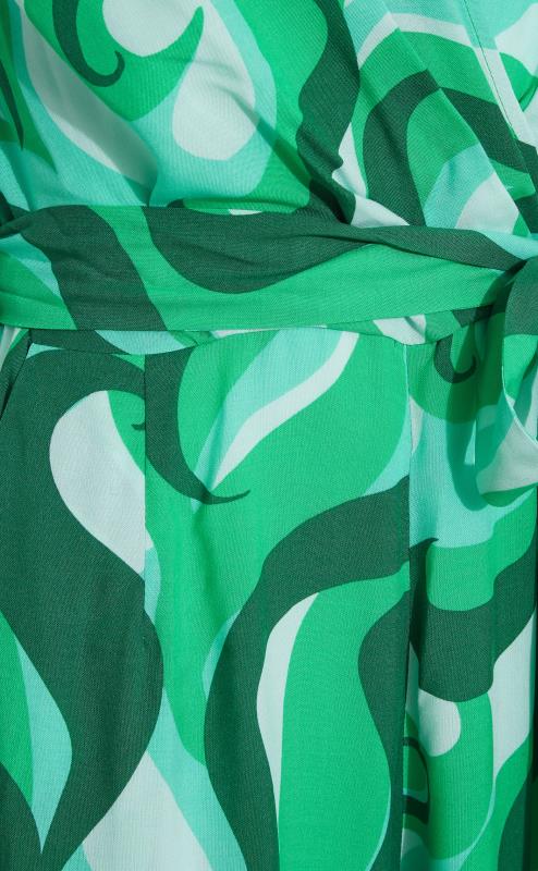 LTS Tall Bright Green Swirl Print Wrap Jumpsuit 5