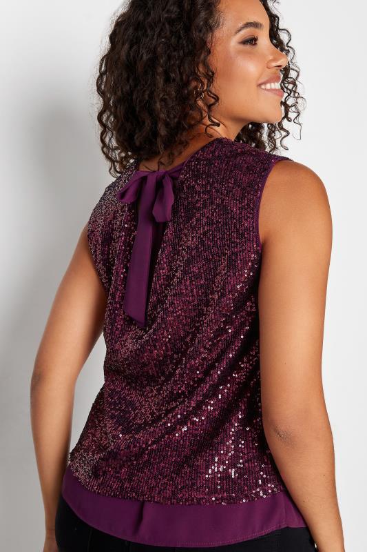 M&Co Dark Purple Sequin Tie Back Top | M&Co 4