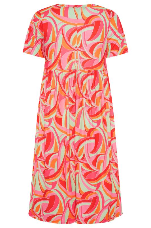 LIMITED COLLECTION Curve Bright Pink Abstract Print Midaxi Smock Dress 8
