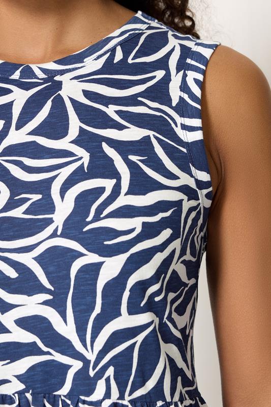 M&Co Navy Blue Abstract Print Cotton Tiered Maxi Dress | M&Co 5