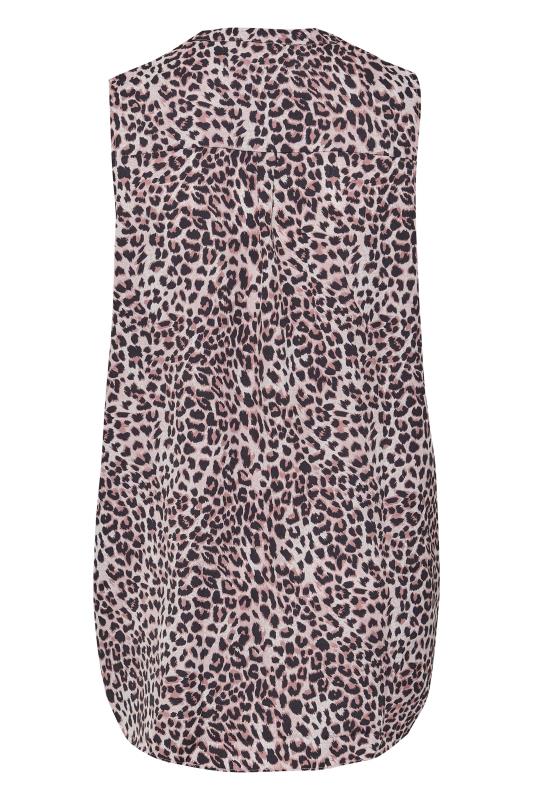 Plus Size Pink Leopard Print Pleat Detail Top | Yours Clothing  7