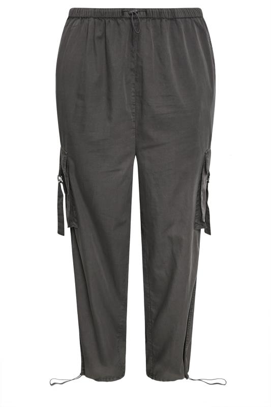 YOURS Plus Size Grey Cargo Parachute Trouser | Yours Clothing 4