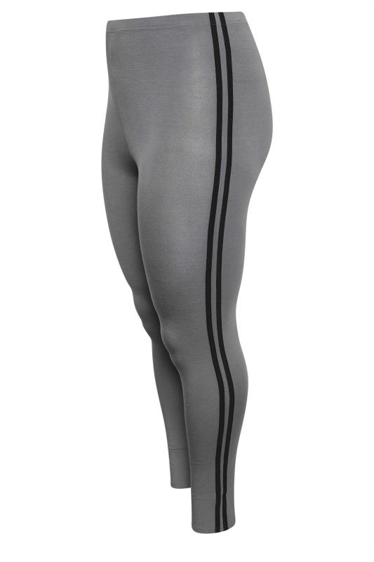 YOURS Plus Size Grey Side Stripe Leggings | Yours Clothing 6