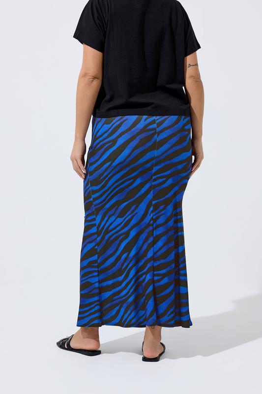 LIMITED COLLECTION Plus Size Blue Zebra Print Maxi Skirt | Yours Clothing 2