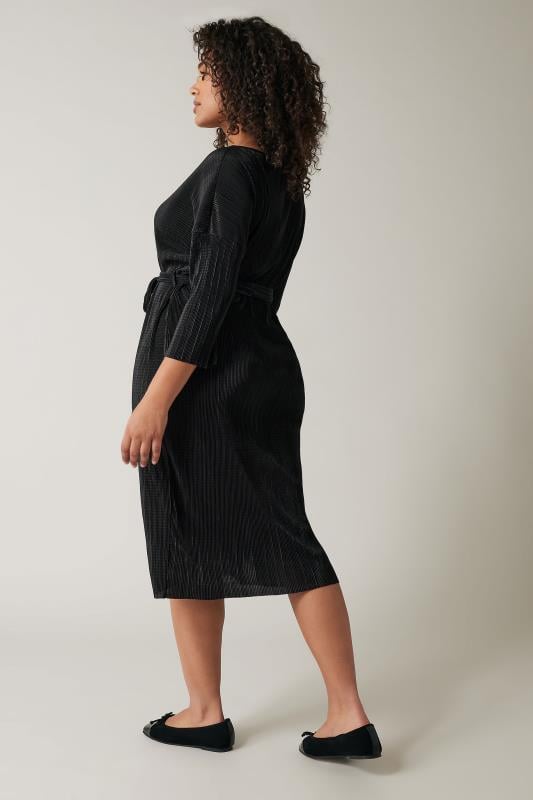 Pleat Midi Dress Black 4