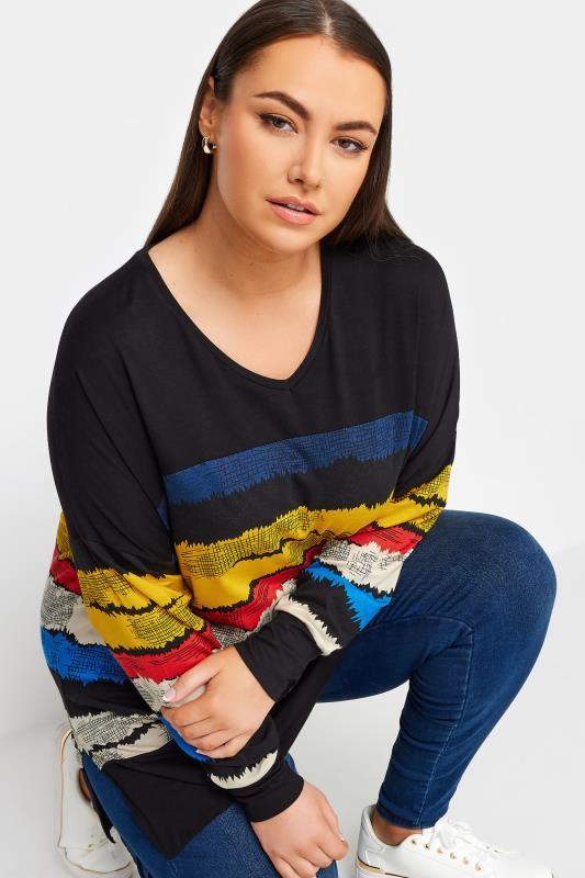 YOURS Curve Plus Size Black & White Stripe Print Top | Yours Clothing  4