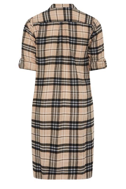 YOURS Plus Size Beige Brown Check Print Longline Shirt | Yours Clothing 8