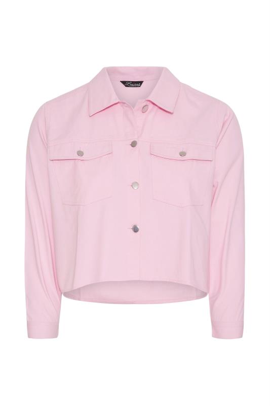 LIMITED COLLECTION Curve Pink Cropped Twill Shacket 6