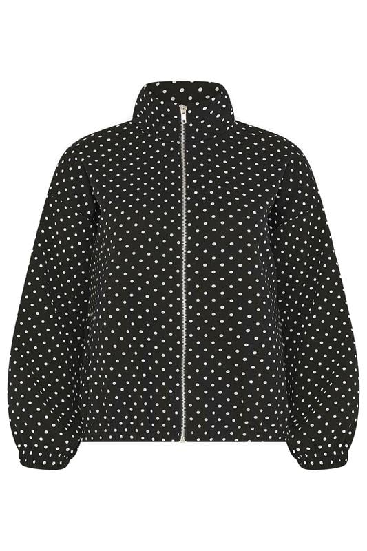 PixieGirl Petite Women's Black Polka Dot Funnel Neck Jacket | PixieGirl 5