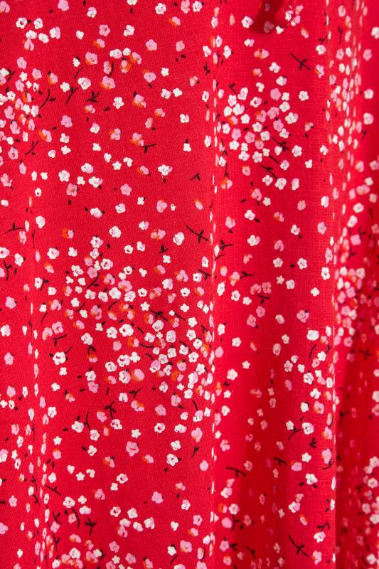 Petite Red Ditsy Print Tea Dress 6