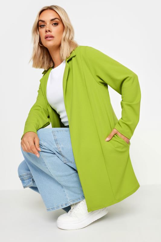 YOURS Curve Plus Size Green Scuba Blazer | Yours Clothing 1
