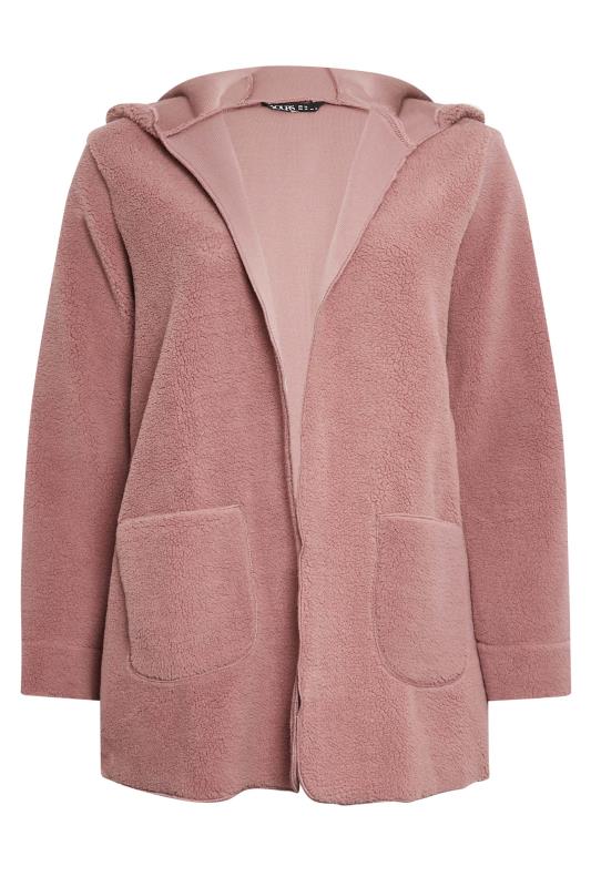 YOURS Plus Size Pink Teddy Hooded Jacket | Yours Clothing 7