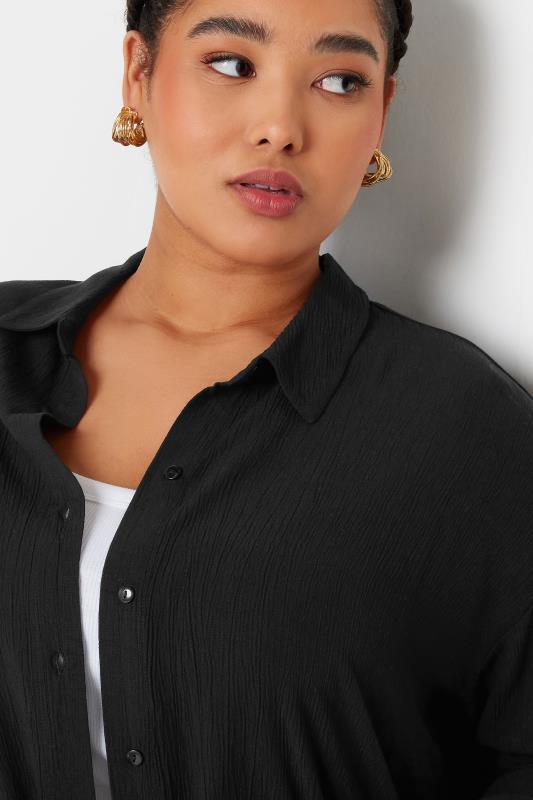YOURS Plus Size Black Crinkle Beach Shirt | Yours Clothing 4
