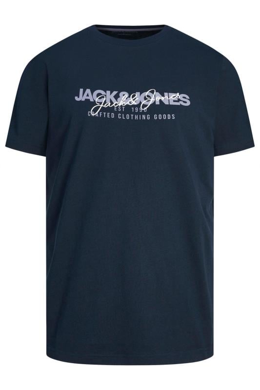 JACK & JONES Big & Tall Wine Red & Navy 3 Pack T-Shirts | BadRhino 5