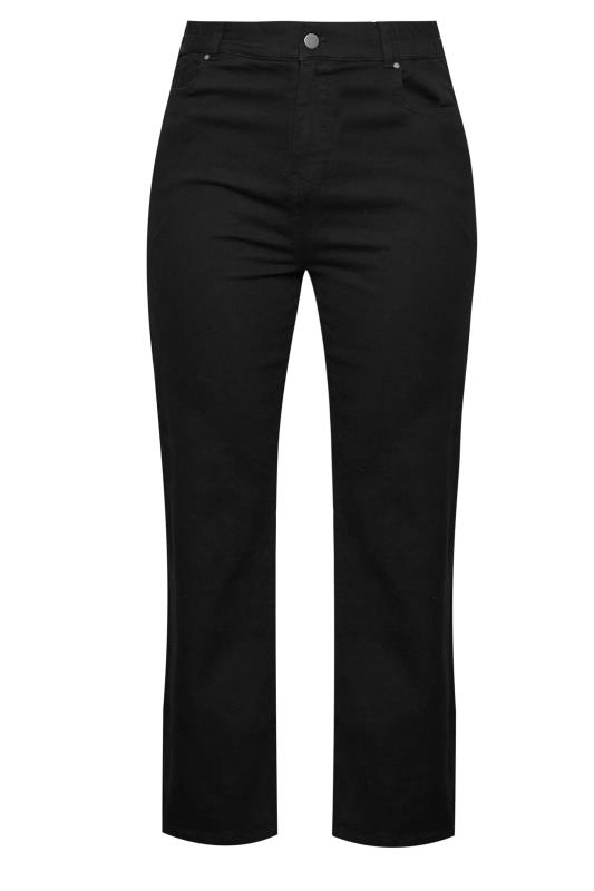 YOURS Plus Size Black Elasticated Waist Stretch Wide Leg Jeans | Yours Clothing  5