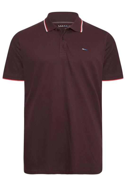 BadRhino Big & Tall Burgundy Red Essential Tipped Polo Shirt 3