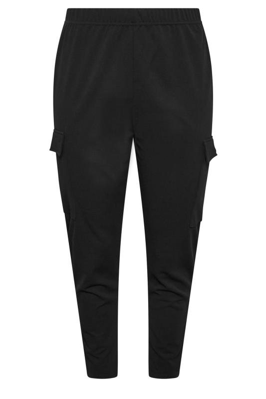 YOURS Curve Plus Size Black Tailored Scuba Cargo Trousers | Yours Clothing  4