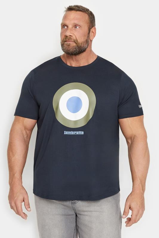 LAMBRETTA Big & Tall Navy Blue Target Print T-Shirt | BadRhino  1