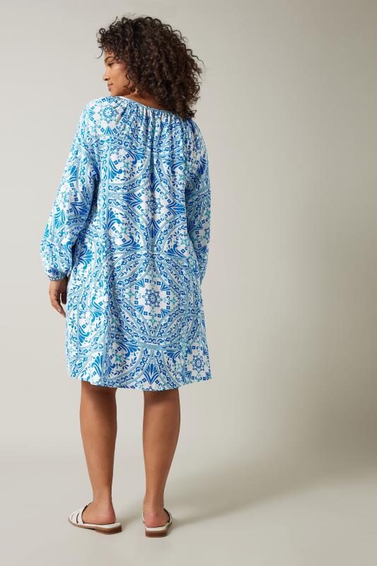 EVANS Plus Size Blue Tile Print Tunic Dress | Evans  4