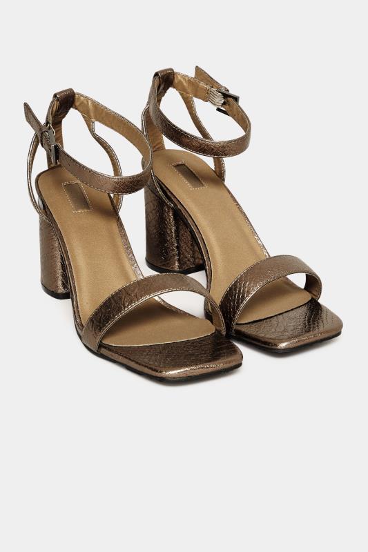LIMITED COLLECTION Brown Snake Print 2 Part Block Heel Sandals In Wide E Fit & Extra Wide EEE Fit 1