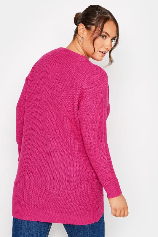 Plus Size Curve Hot Pink Essential Knitted Jumper | Yours Clothing 4