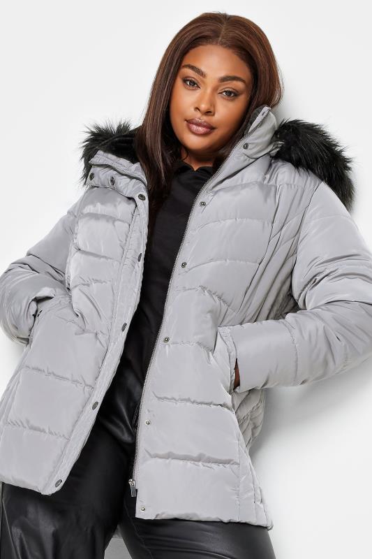 Plus Size  YOURS Curve Grey Puffer Coat