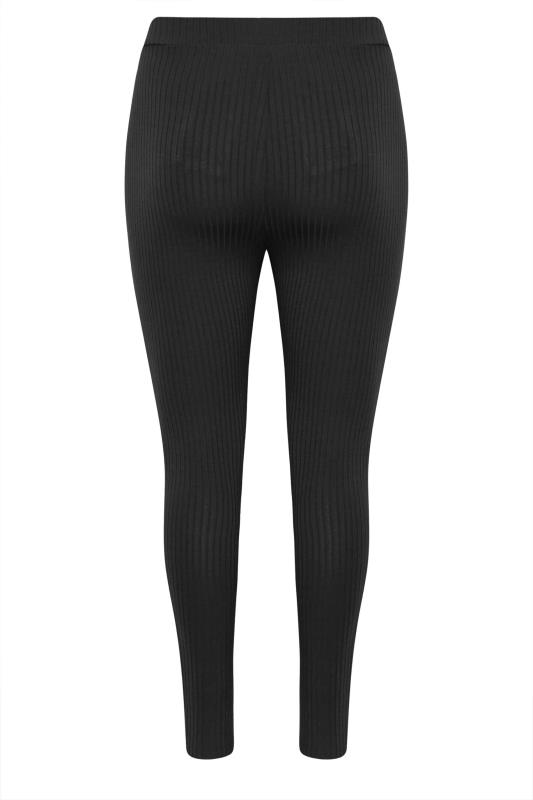 YOURS Plus Size Black Ribbed Leggings | Yours Clothing 5