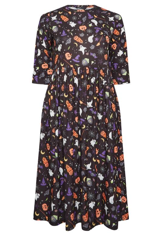 LIMITED COLLECTION Curve Black Halloween Print Smock Midaxi Dress 7