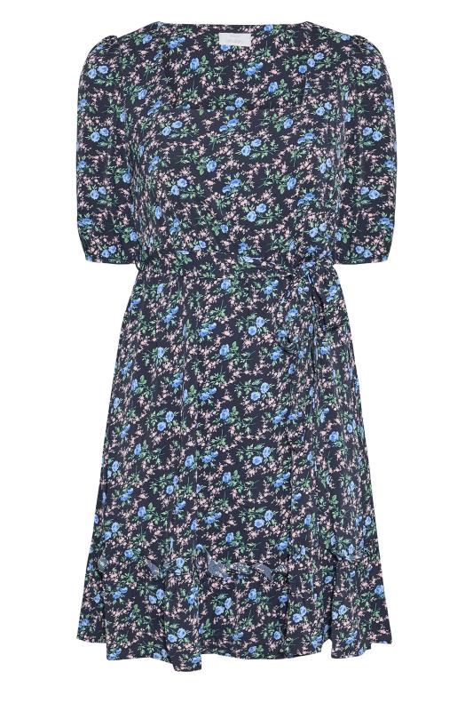 YOURS LONDON Curve Navy Blue Floral Tiered Dress 6