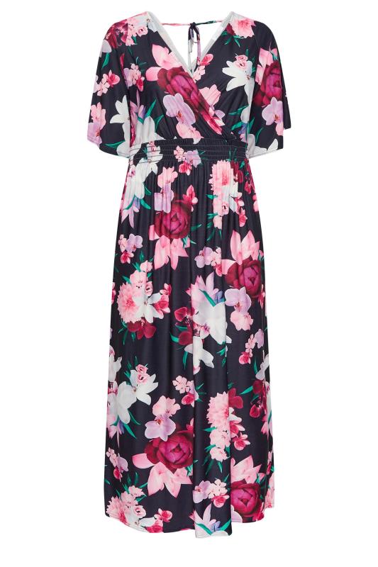 YOURS LONDON Plus Size Navy Blue Floral Shirred Maxi Dress | Yours Clothing  7