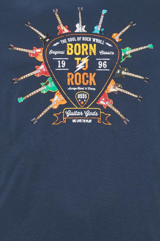 D555 Big & Tall Blue 'Born to Rock' T-Shirt | BadRhino 4