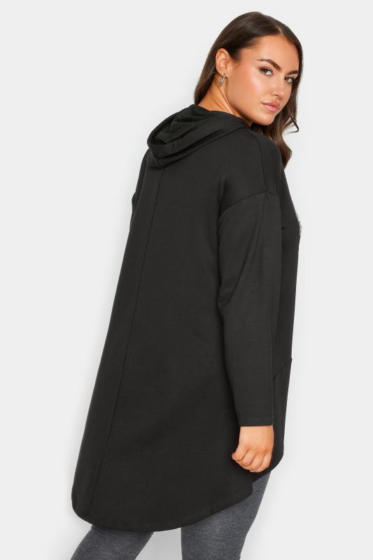 YOURS Plus Size Black 'Brooklyn' Slogan Longline Hoodie | Yours Clothing 3