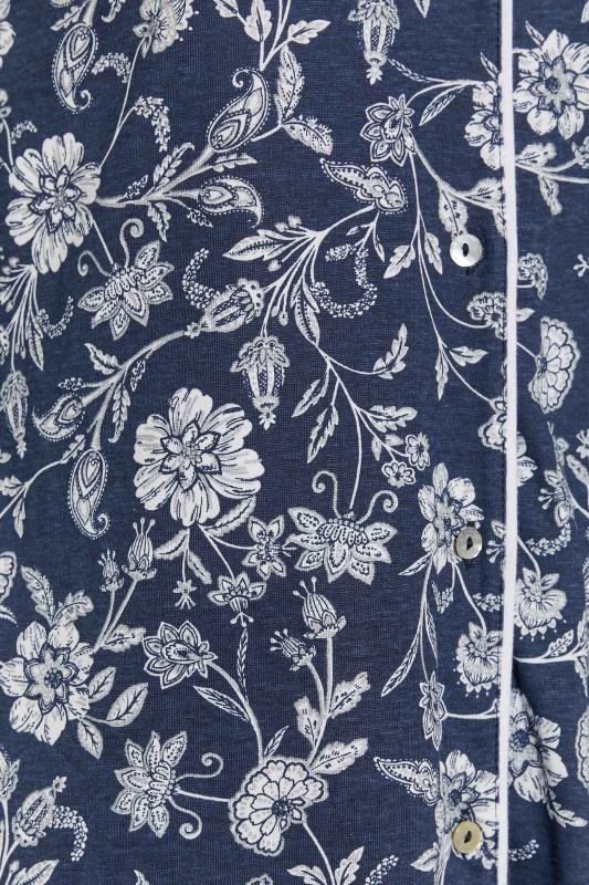 LTS Tall Women's Blue Stencil Floral Print Pyjama Set | Long Tall Sally 5