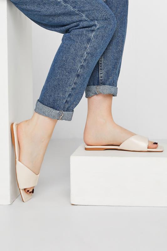 Plus Size  PixieGirl Cream Square Toe Padded Sandals In Standard D Fit
